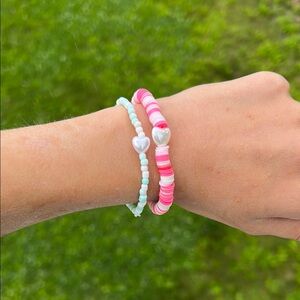 Blue and Pink Heart Bracelet Set